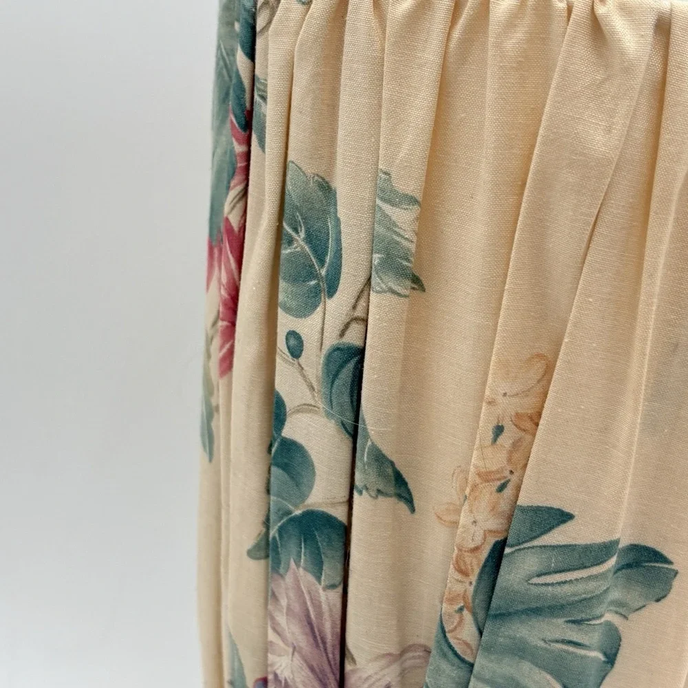 VTG CROSCILL Cottage Floral Pleated Waste Trash Bin ‎ Basket Tapestry Pink Beige